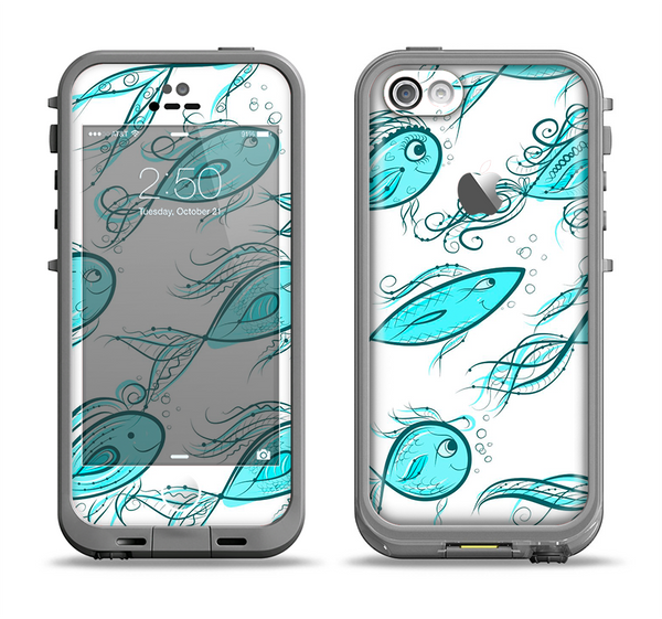 The Teal Fishies Apple iPhone 5c LifeProof Fre Case Skin Set