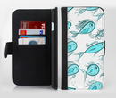 The Teal Fishies Ink-Fuzed Leather Folding Wallet Credit-Card Case for the Apple iPhone 6/6s, 6/6s Plus, 5/5s and 5c