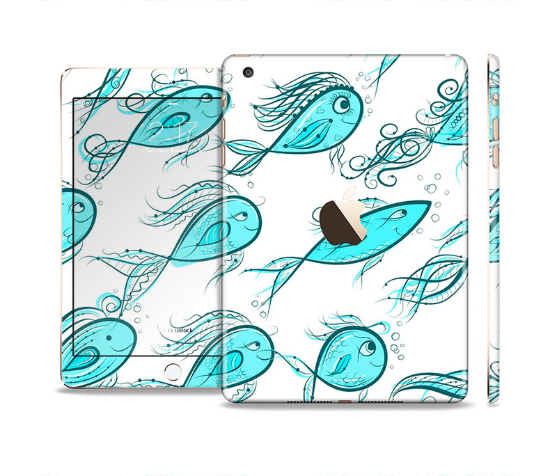 The Teal Fishies Full Body Skin Set for the Apple iPad Mini 3