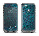 The Teal Floral Mirrored Pattern Apple iPhone 5c LifeProof Fre Case Skin Set