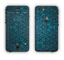 The Teal Floral Mirrored Pattern Apple iPhone 6 LifeProof Nuud Case Skin Set
