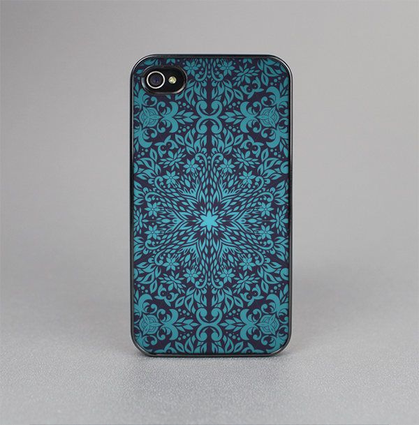 The Teal Floral Mirrored Pattern Skin-Sert for the Apple iPhone 4-4s Skin-Sert Case