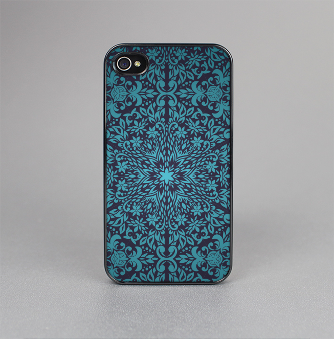 The Teal Floral Mirrored Pattern Skin-Sert for the Apple iPhone 4-4s Skin-Sert Case