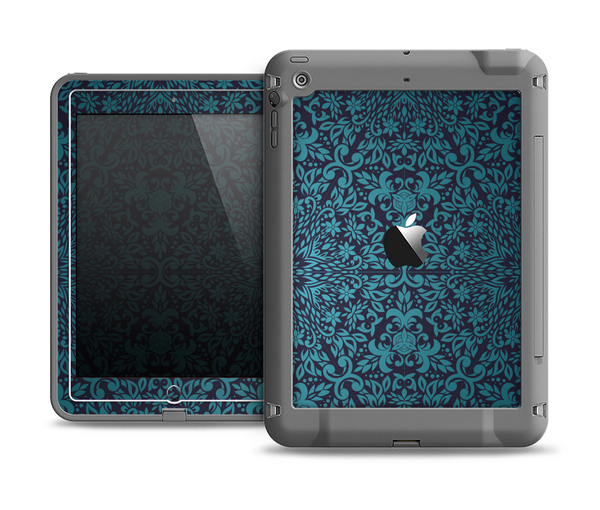 The Teal Floral Mirrored Pattern Apple iPad Mini LifeProof Fre Case Skin Set
