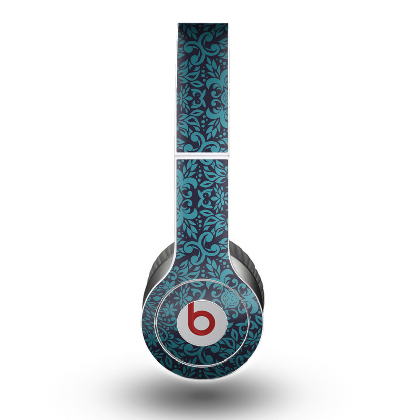 The Teal Floral Mirrored Pattern Skin for the Beats by Dre Original Solo-Solo HD Headphones
