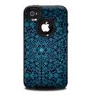The Teal Floral Mirrored Pattern Skin for the iPhone 4-4s OtterBox Commuter Case