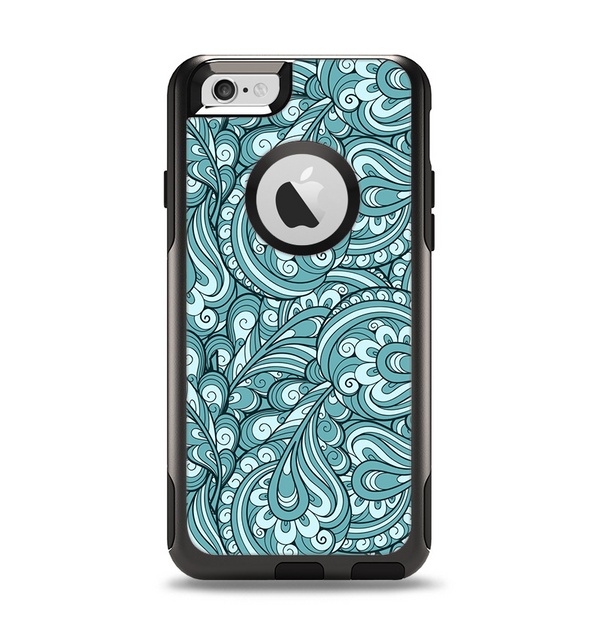 The Teal Floral Paisley Pattern Apple iPhone 6 Otterbox Commuter Case Skin Set