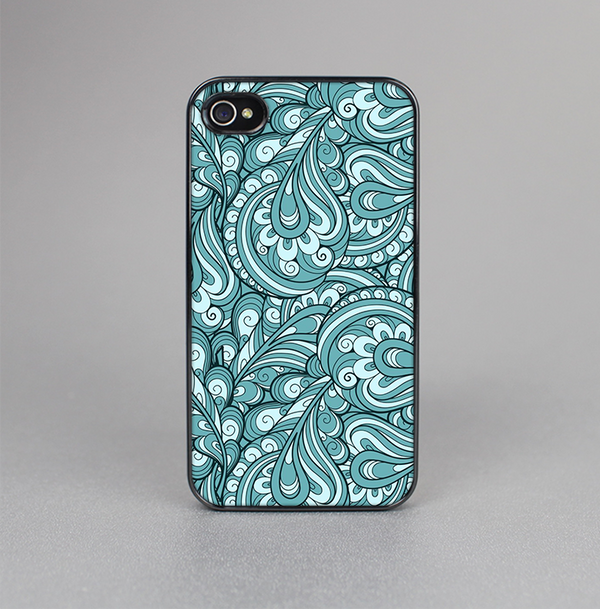 The Teal Floral Paisley Pattern Skin-Sert for the Apple iPhone 4-4s Skin-Sert Case