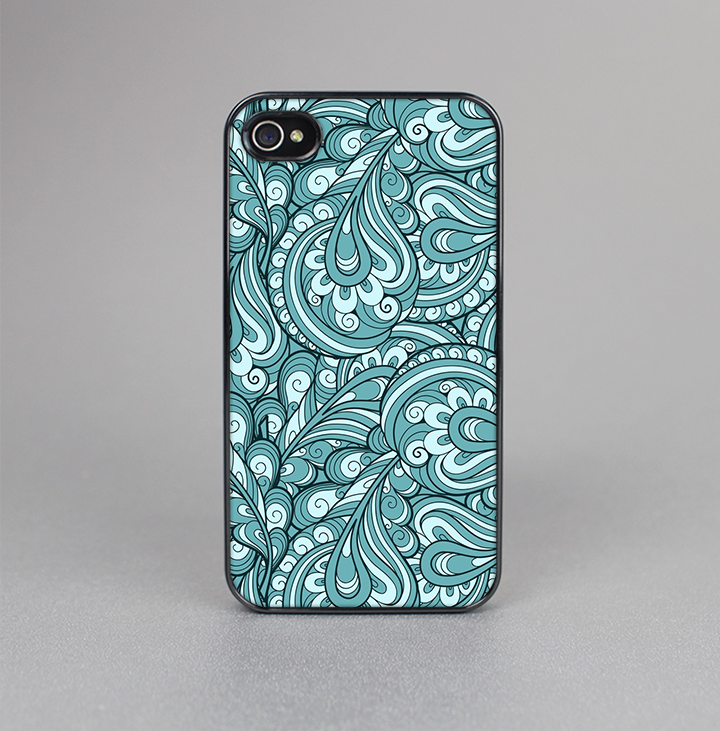 The Teal Floral Paisley Pattern Skin-Sert for the Apple iPhone 4-4s Skin-Sert Case