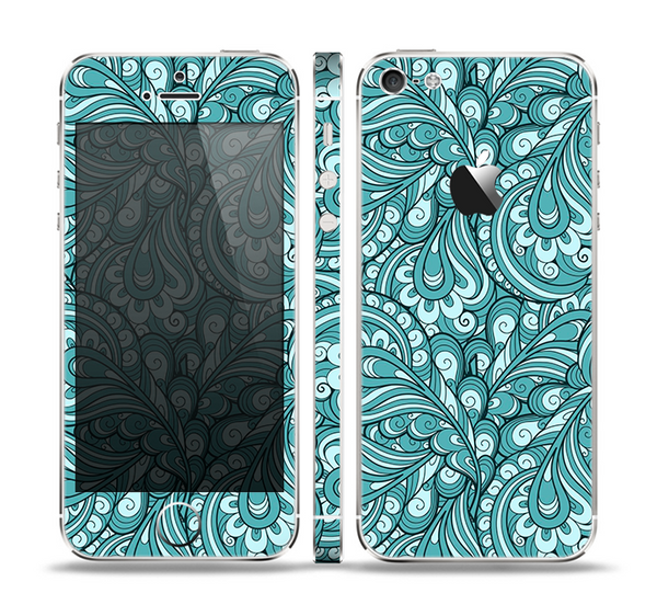 The Teal Floral Paisley Pattern Skin Set for the Apple iPhone 5