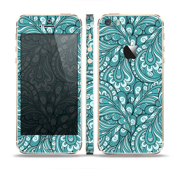 The Teal Floral Paisley Pattern Skin Set for the Apple iPhone 5s