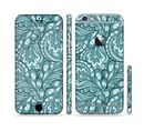 The Teal Floral Paisley Pattern Sectioned Skin Series for the Apple iPhone 6s Plus