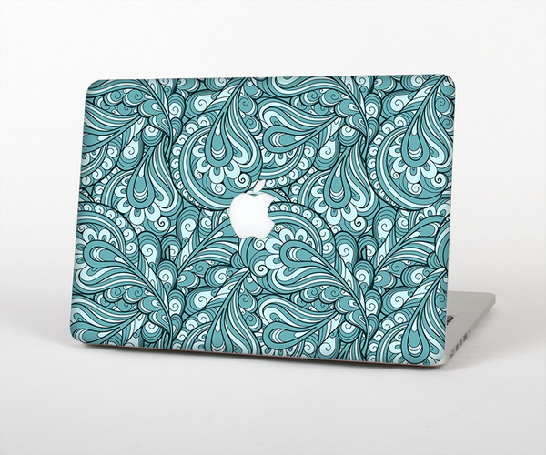 The Teal Floral Paisley Pattern Skin Set for the Apple MacBook Pro 15" with Retina Display