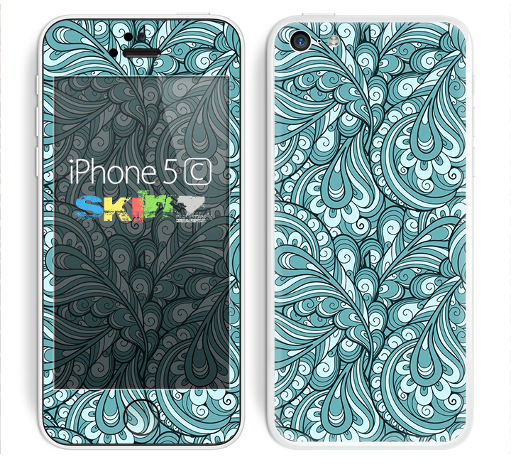 The Teal Floral Paisley Pattern Skin for the Apple iPhone 5c