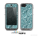 The Teal Floral Paisley Pattern Skin for the Apple iPhone 5c LifeProof Case