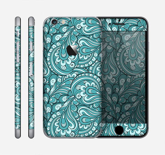 The Teal Floral Paisley Pattern Skin for the Apple iPhone 6