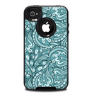 The Teal Floral Paisley Pattern Skin for the iPhone 4-4s OtterBox Commuter Case