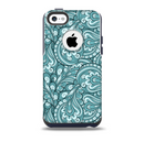 The Teal Floral Paisley Pattern Skin for the iPhone 5c OtterBox Commuter Case