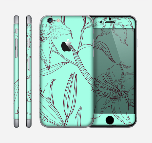 The Teal Flower pattern Skin for the Apple iPhone 6 Plus