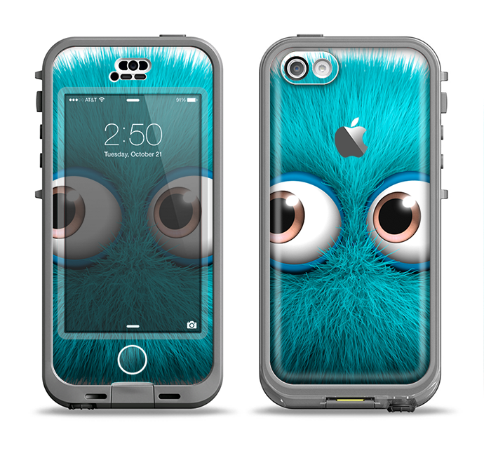 The Teal Fuzzy Wuzzy Apple iPhone 5c LifeProof Nuud Case Skin Set