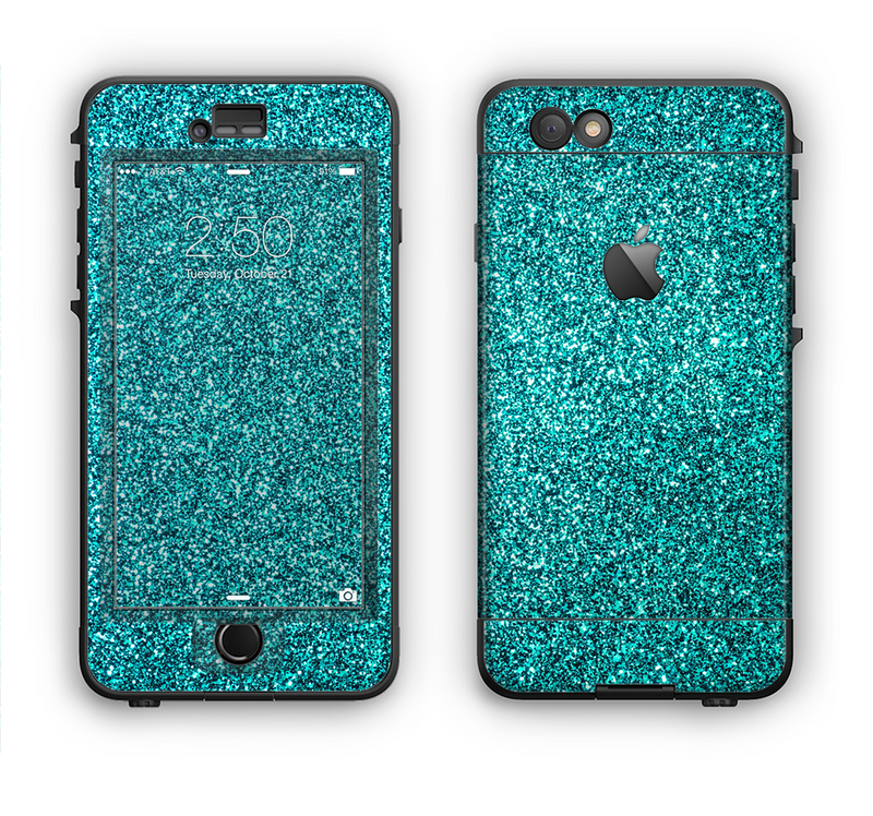 The Teal Glitter Ultra Metallic Apple iPhone 6 LifeProof Nuud Case Skin Set