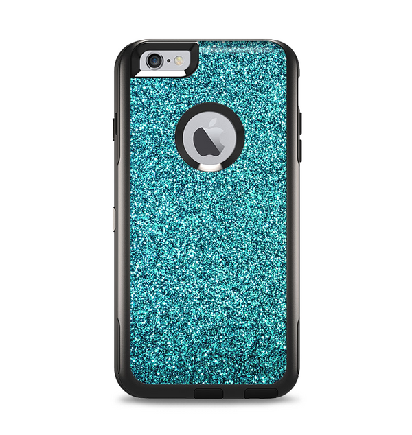 The Teal Glitter Ultra Metallic Apple iPhone 6 Plus Otterbox Commuter Case Skin Set