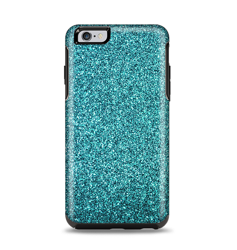 The Teal Glitter Ultra Metallic Apple iPhone 6 Plus Otterbox Symmetry Case Skin Set