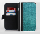 The Teal Glitter Ultra Metallic Ink-Fuzed Leather Folding Wallet Credit-Card Case for the Apple iPhone 6/6s, 6/6s Plus, 5/5s and 5c