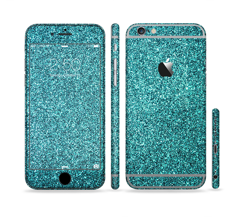 The Teal Glitter Ultra Metallic Sectioned Skin Series for the Apple iPhone 6