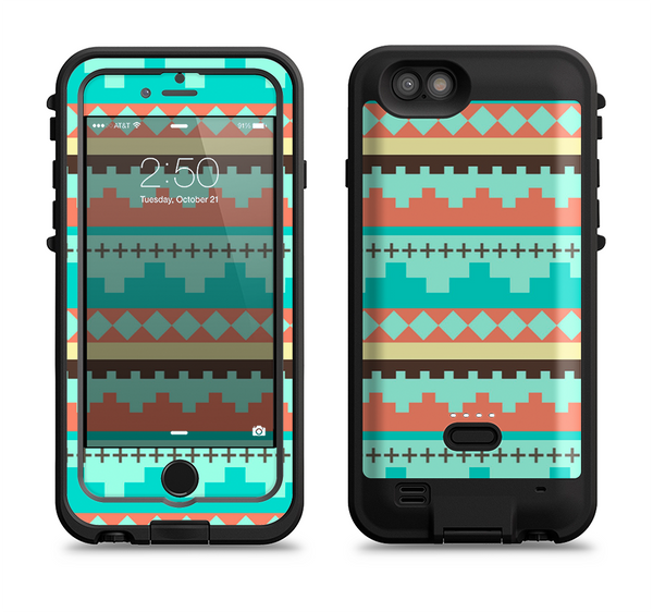 The Teal & Gold Tribal Ethic Geometric Pattern Apple iPhone 6/6s LifeProof Fre POWER Case Skin Set