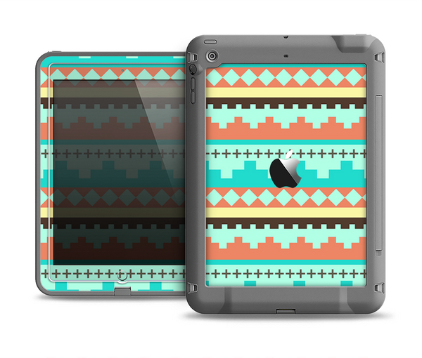 The Teal & Gold Tribal Ethic Geometric Pattern Apple iPad Mini LifeProof Fre Case Skin Set