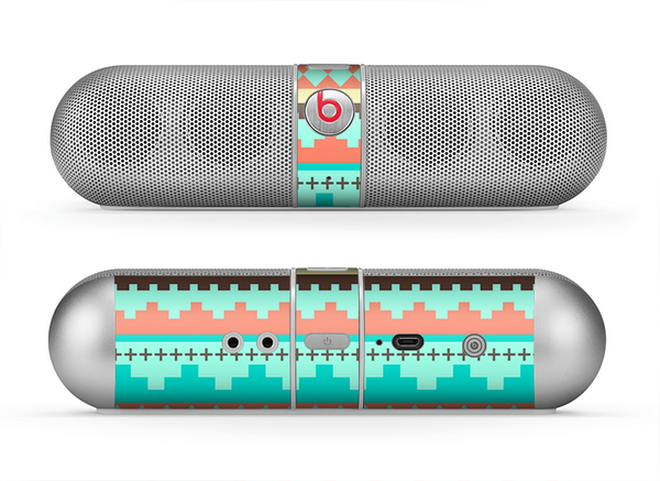 The Teal & Gold Tribal Ethic Geometric Pattern Skin for the Beats by Dre Pill Bluetooth Speaker