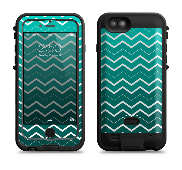 The Teal Gradient Layered Chevron Apple iPhone 6/6s LifeProof Fre POWER Case Skin Set