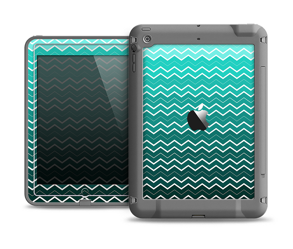 The Teal Gradient Layered Chevron Apple iPad Mini LifeProof Fre Case Skin Set