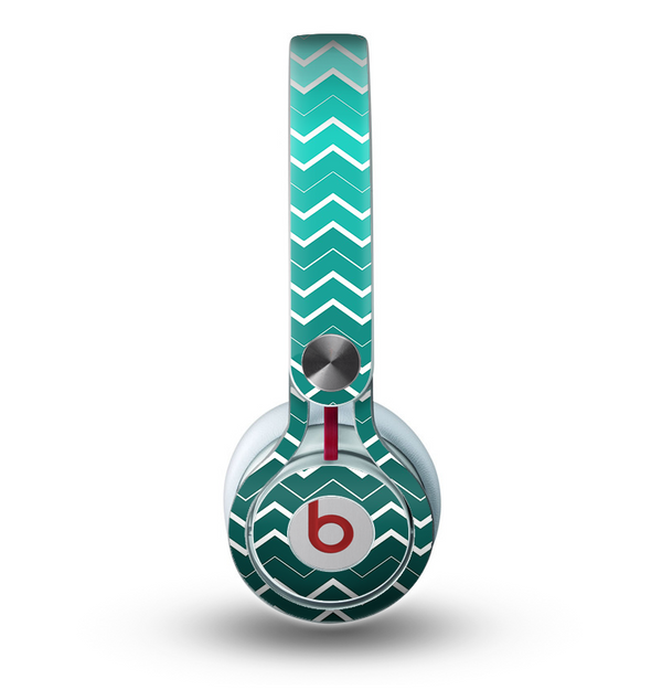 The Teal Gradient Layered Chevron Skin for the Beats by Dre Mixr Headphones