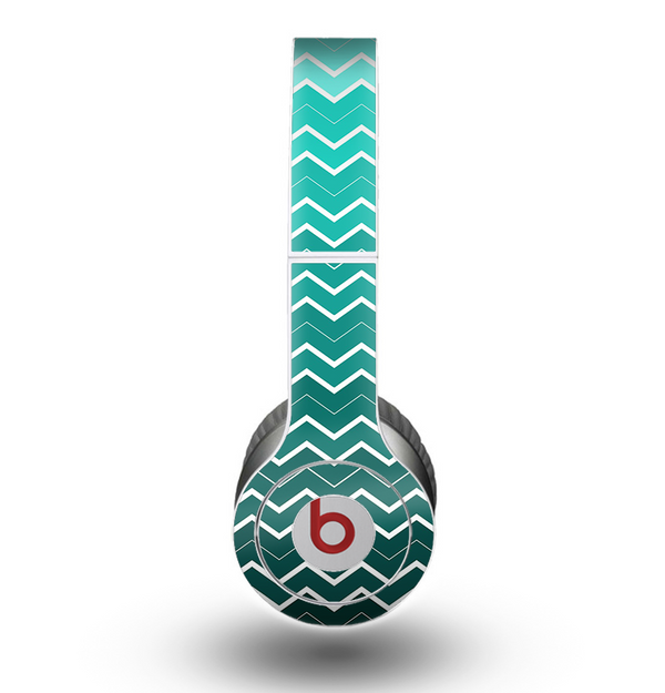 The Teal Gradient Layered Chevron Skin for the Beats by Dre Original Solo-Solo HD Headphones
