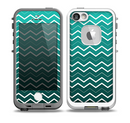 The Teal Gradient Layered Chevron Skin for the iPhone 5-5s fre LifeProof Case