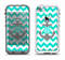 The Teal Green and Gray Monogram Anchor on Teal Chevron Apple iPhone 5-5s LifeProof Fre Case Skin Set