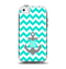 The Teal Green and Gray Monogram Anchor on Teal Chevron Apple iPhone 5c Otterbox Symmetry Case Skin Set