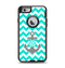 The Teal Green and Gray Monogram Anchor on Teal Chevron Apple iPhone 6 Otterbox Defender Case Skin Set