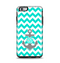 The Teal Green and Gray Monogram Anchor on Teal Chevron Apple iPhone 6 Plus Otterbox Symmetry Case Skin Set