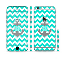The Teal Green and Gray Monogram Anchor on Teal Chevron Sectioned Skin Series for the Apple iPhone 6s Plus