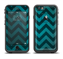 The Teal Grunge Chevron Pattern Apple iPhone 6/6s LifeProof Fre Case Skin Set
