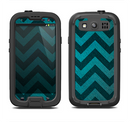 The Teal Grunge Chevron Pattern Samsung Galaxy S3 LifeProof Fre Case Skin Set
