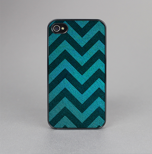 The Teal Grunge Chevron Pattern Skin-Sert for the Apple iPhone 4-4s Skin-Sert Case