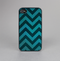 The Teal Grunge Chevron Pattern Skin-Sert for the Apple iPhone 4-4s Skin-Sert Case