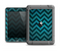 The Teal Grunge Chevron Pattern Apple iPad Mini LifeProof Fre Case Skin Set