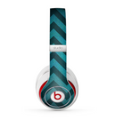 The Teal Grunge Chevron Pattern Skin for the Beats by Dre Studio (2013+ Version) Headphones