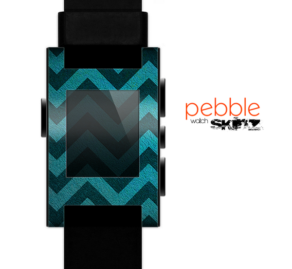 The Teal Grunge Chevron Pattern Skin for the Pebble SmartWatch