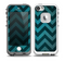 The Teal Grunge Chevron Pattern Skin for the iPhone 5-5s fre LifeProof Case